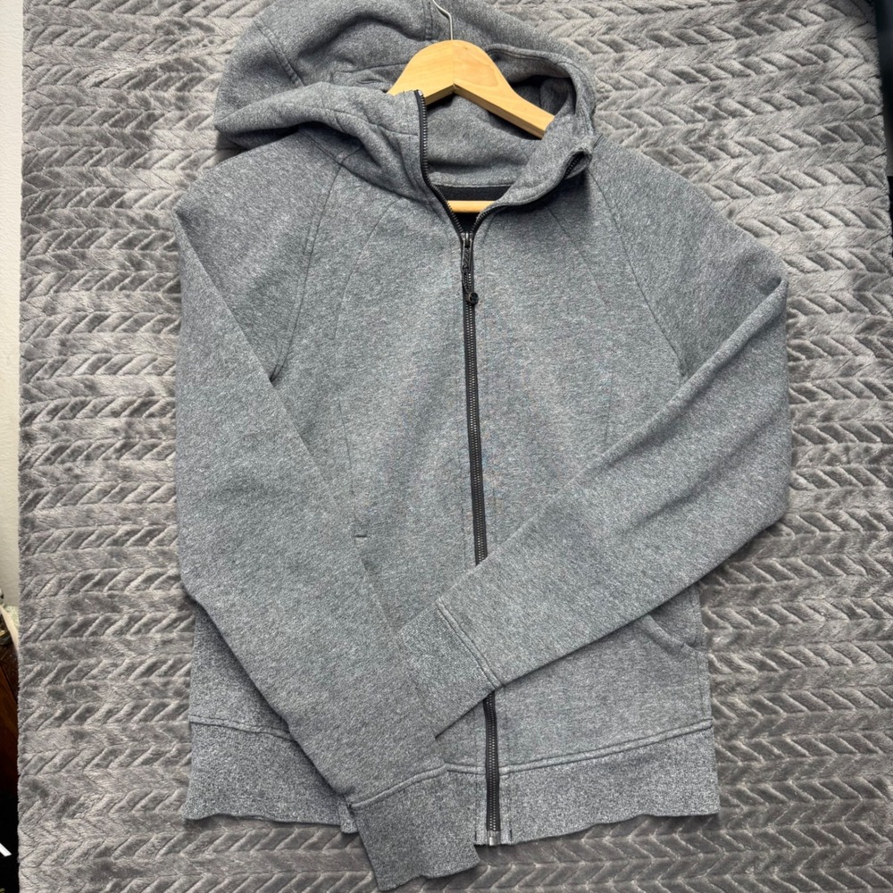 Lululemon Scuba Full Zip Hoodie Size 10 Grey Heathered Thumbholes (2023)